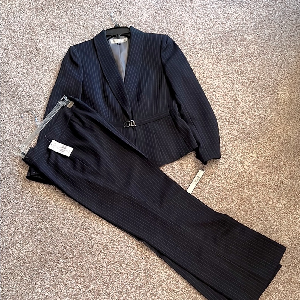 Navy Pinstripe Suit Set